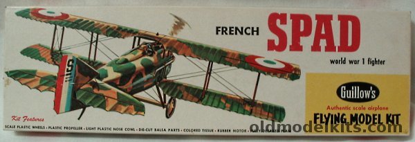 Guillows Spad VII - 18 inch Wingspan Rubber Powered Balsa Wood Kit, WW-3 plastic model kit